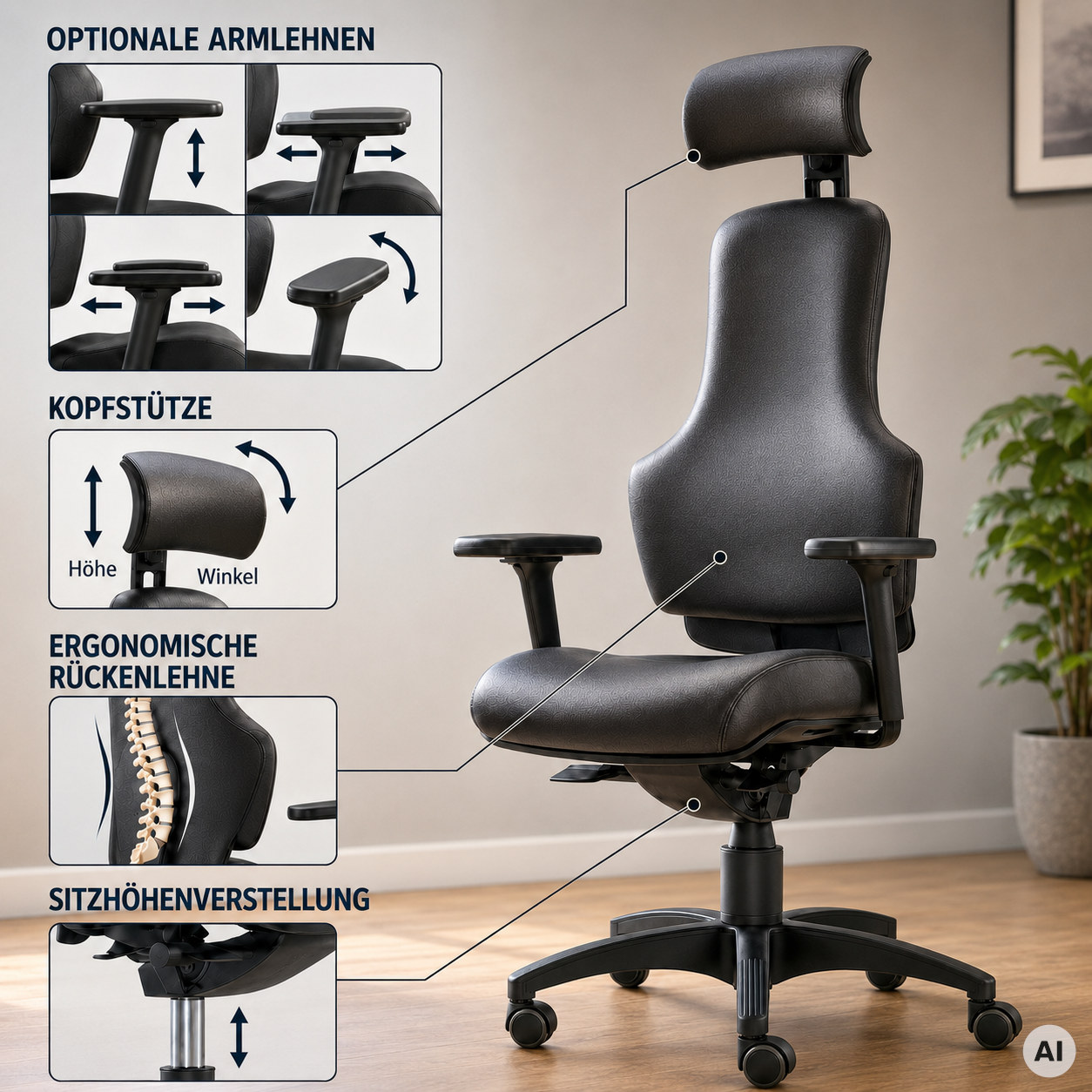 Ortholetic Balance L mit Kopfstütze - Ortho-Bürostuhl