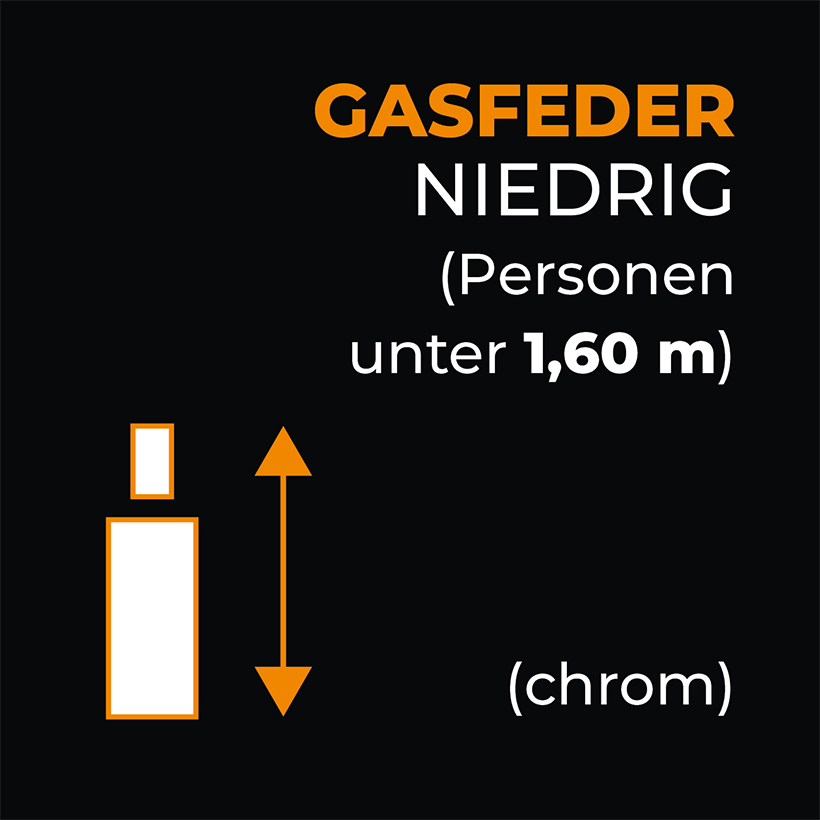 Gasfeder Chrom Niedrig - Bürostuhl Gasfeder