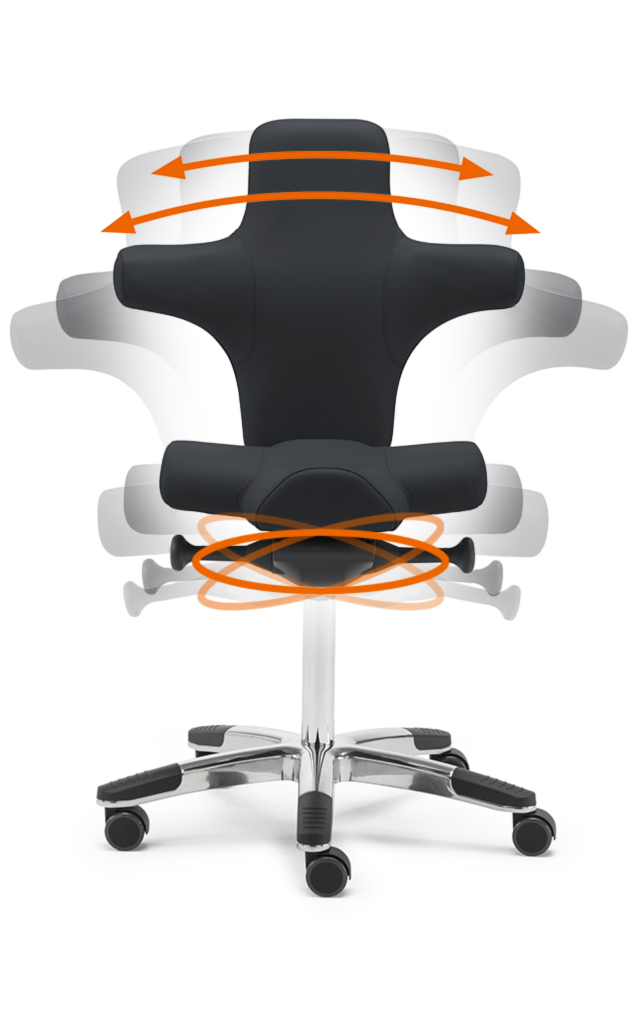 PICASSO - Büro-Sattelstuhl mit schulterfreier Rückenlehne 